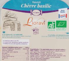 RAVIOLIS CHEVRE & BASILIC 250g - Lioravi